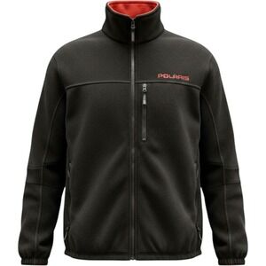 Polaris Black Fleece Jacket Full Zip Red Lined Men's Size LG